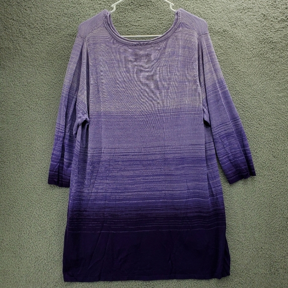 Catherines Women's Plus Size 1X Pointelle Ombre Pullover Sweater Purple - Picture 6 of 10